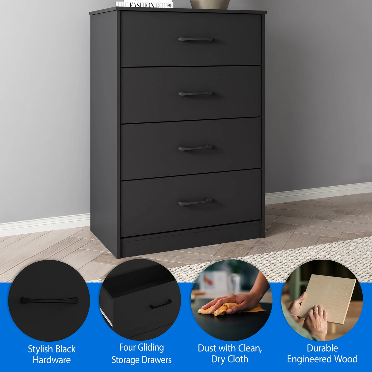 Mainstays Ardent 4 Drawer Dresser, Euro Oak