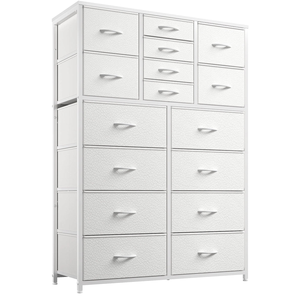 EnHomee Large Dresser for Bedroom Furniture Dresser with 16 Drawers Fabric Tall Dresser Closet Dresser Chest of Drawers Clothes Storage Slim for Living Room Office, Rustic Brown Wood Grain Print