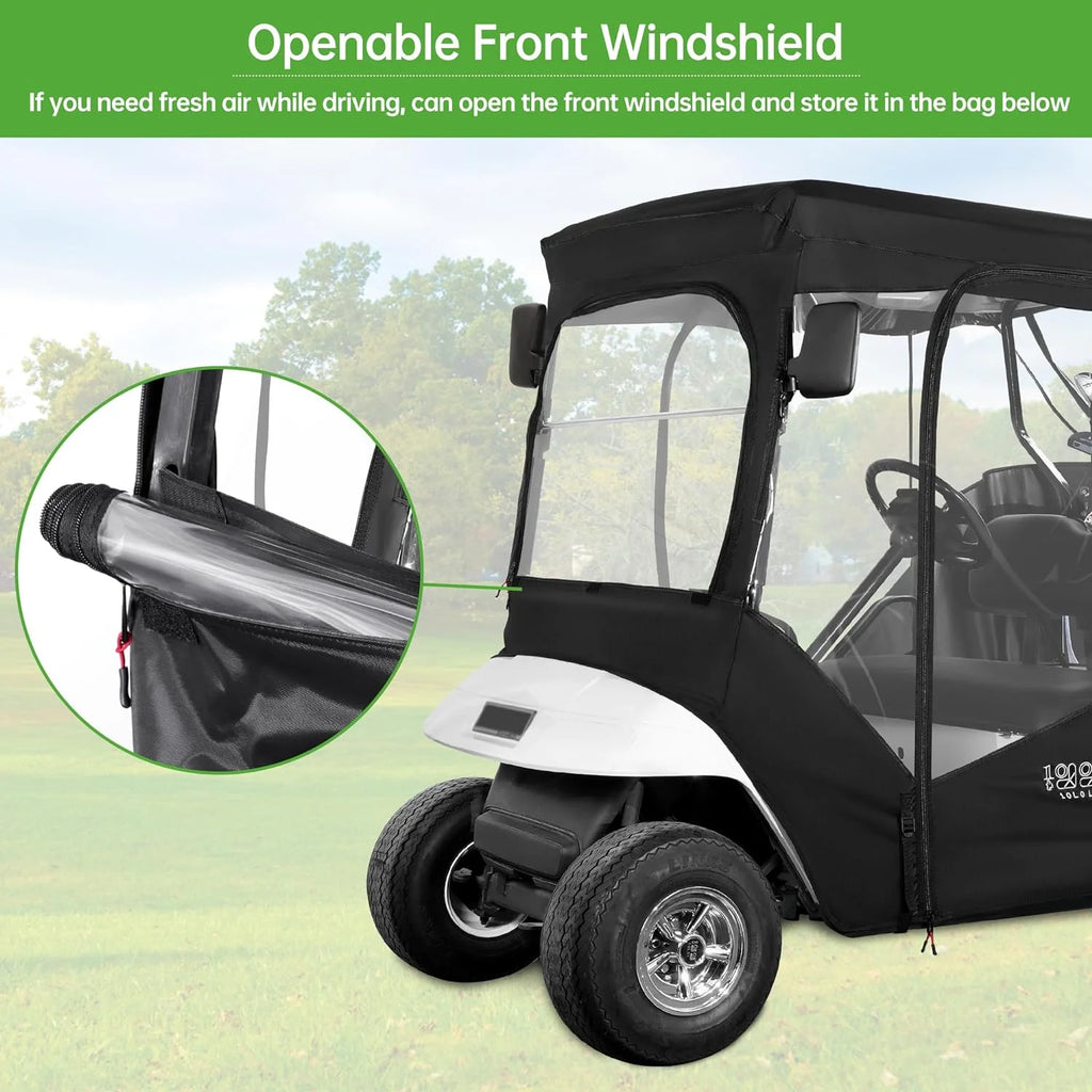 10L0L 2 Passenger Golf Cart Enclosures Fit EZGO TXT RXV, Waterproof Driving Cover Black Golf Cart Accessories