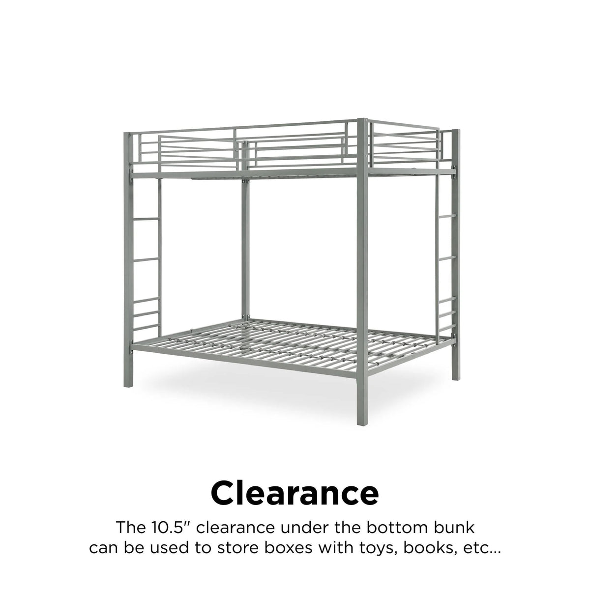 DHP Sidney Full over Full Metal Bunk Bed, Silver