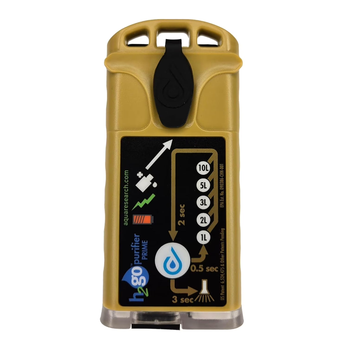H2gO Prime Survival Water Purifier, 5 mg/L, Camping Water Purifier, Tactical Survival Gear, Emergency Water Filtration. Hiking Gear Essential with Virtually Unlimited Purification.
