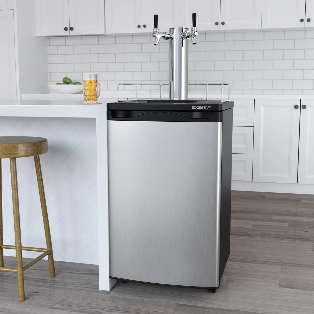 Edgestar Kc2000twin 20" Wide Dual Tap Kegerator For Full Size Kegs - Stainless Steel