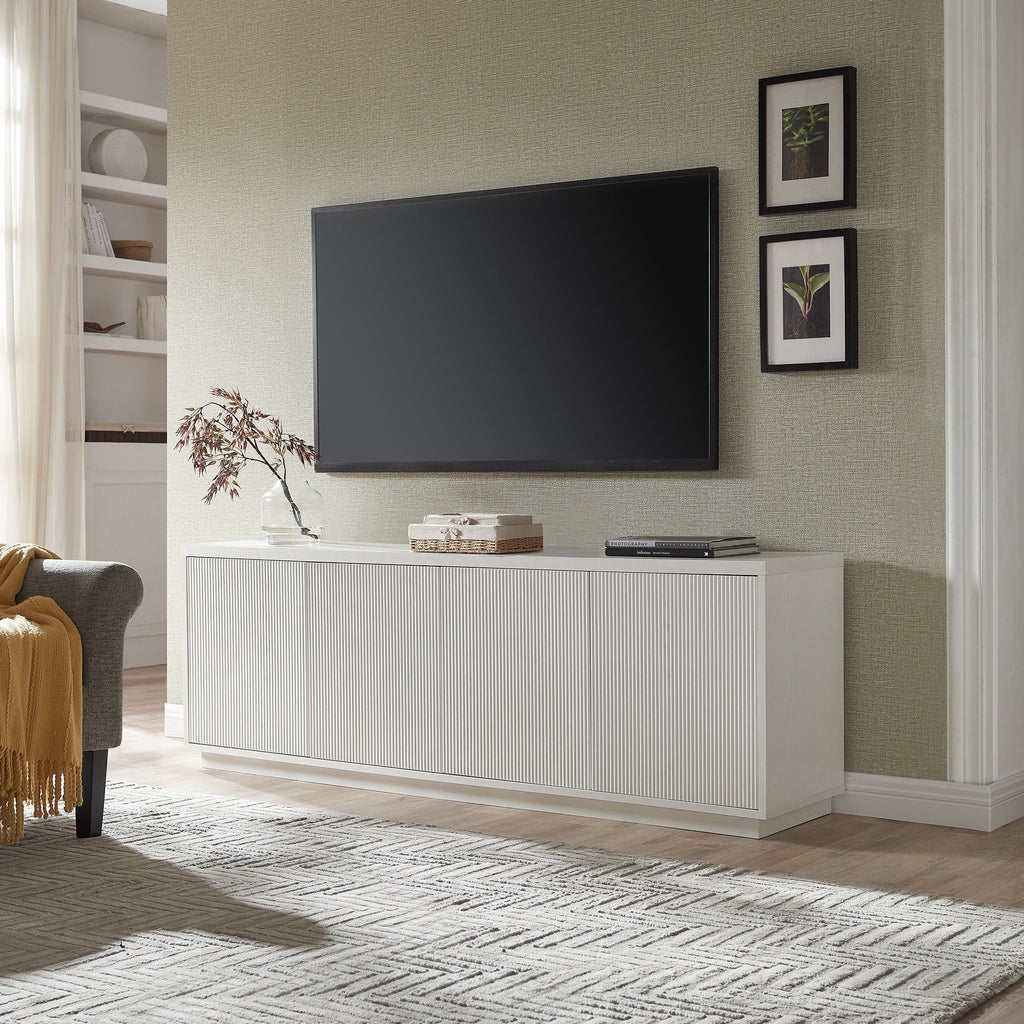 Evelyn&Zoe Hanson Rectangular TV Stand for TV's up to 75", Black Grain