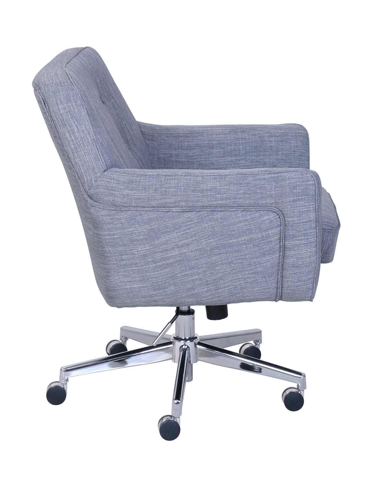 Serta Ashland Office Desk Chair, Button Tufted Mid-Back, Memory Foam Cushion, Chrome Swivel Base, Ivory