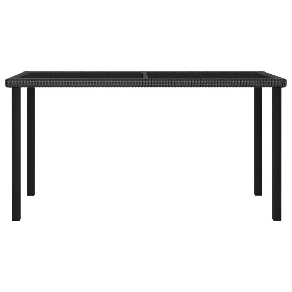 vidaXL Outdoor Dining Table Garden Porch Patio Table with Glass Top PE Rattan