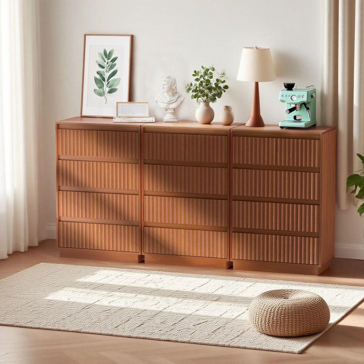 Wood Dresser, 6 Drawer Dresser for Bedroom, Modern Chest of Drawers with Deep Drawers Waterproof Living Room, Hallway, Entryway