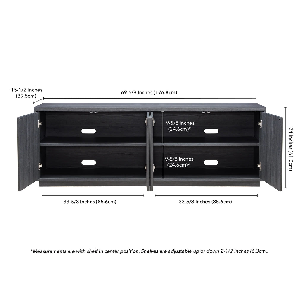 Evelyn&Zoe Hanson Rectangular TV Stand for TV's up to 75", Black Grain