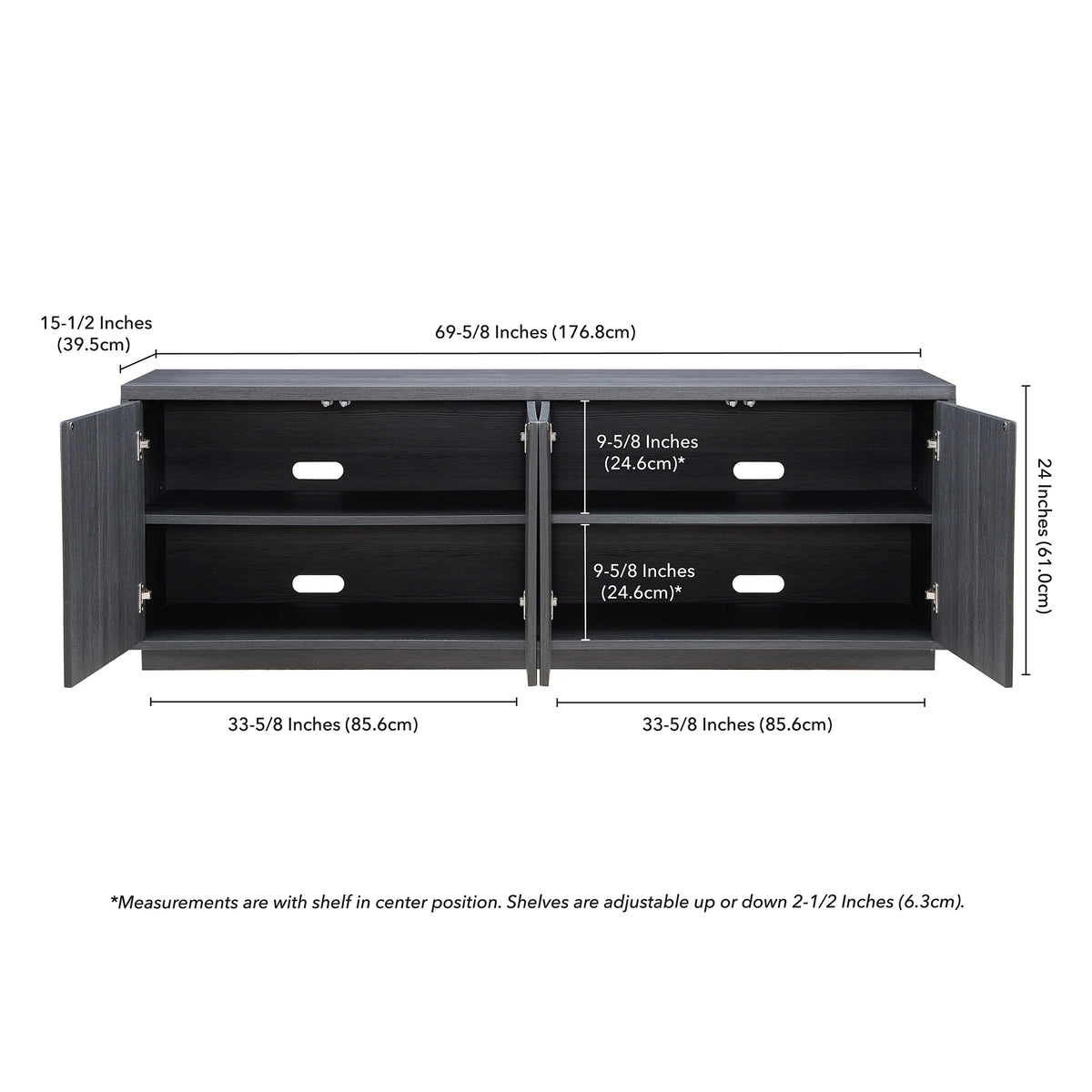 Evelyn&Zoe Hanson Rectangular TV Stand for TV's up to 75", Black Grain