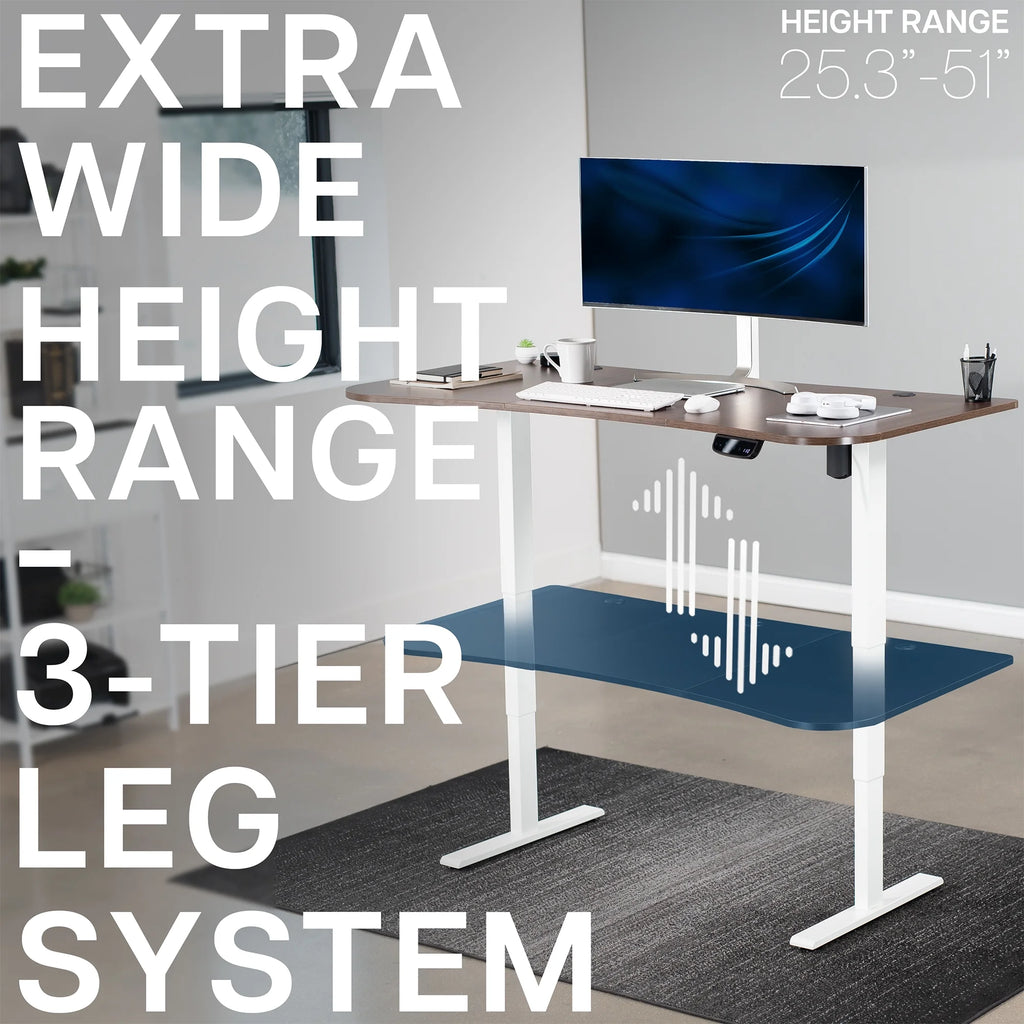 VIVO Reclaimed Wood / Black 63�?x 32�?Electric Height Adjustable Stand Up Desk