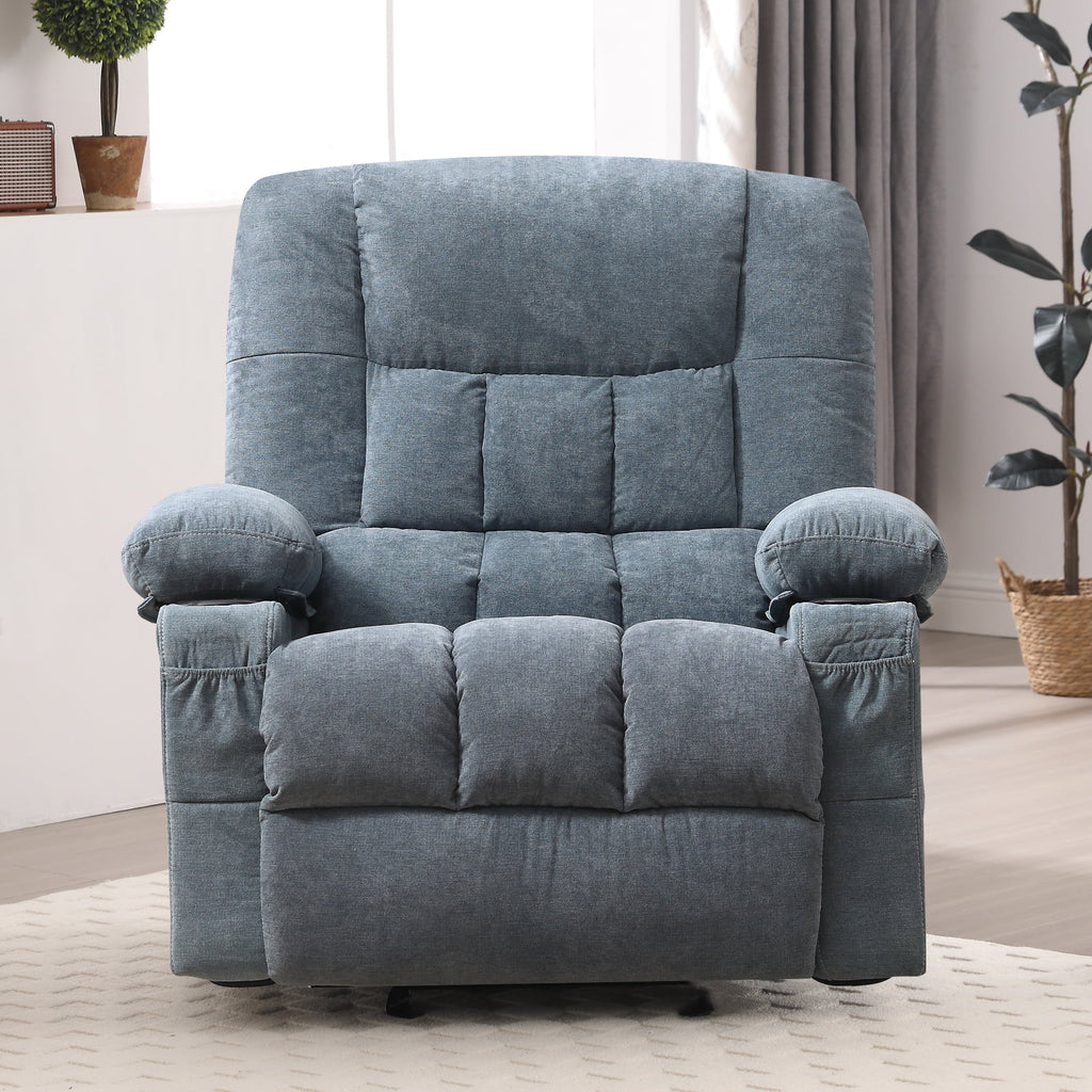 JONPONY Massage Swivel Rocker Recliner Chair with Vibration Massage and Heat Ergonomic Lounge Chair for Living Room with Rocking Function and Side Pocket, 2 Cup Holders, USB Charge Port,Grey
