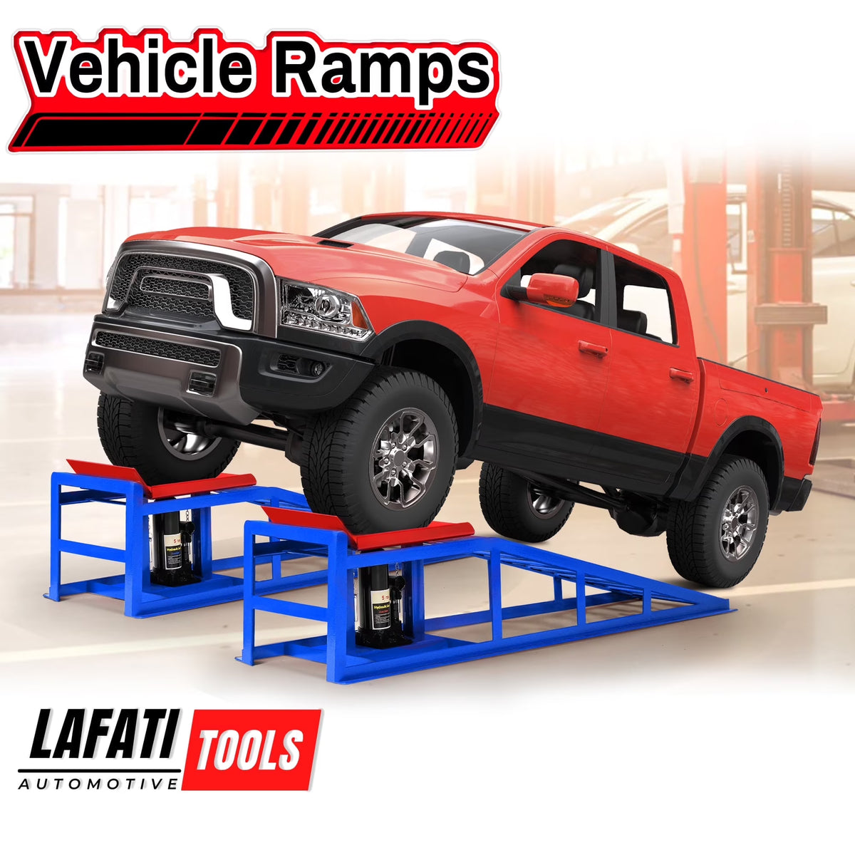 Lafati 2-Pack Hydraulic Car Ramps: Heavy-Duty Vehicle Ramps with 5T / 10000lbs Jack Load Capacity, Portable Design for Effortless Oil Changes and Car Lifts