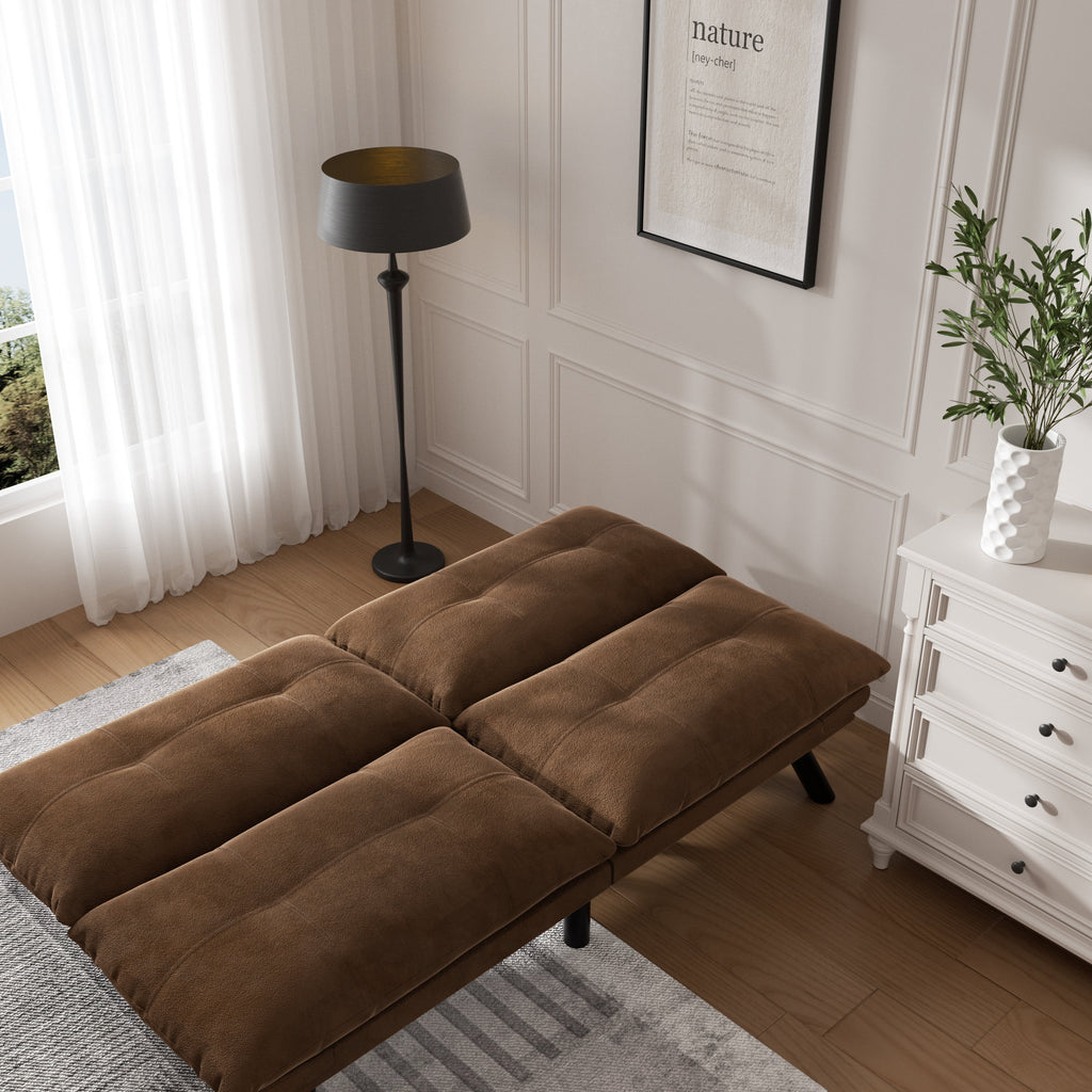 PAPROOS Convertible Sofa Bed, Folding Futon Sofa Bed, Upholstered Sofa Bed Couch, Loveseat Sleeper Sofa for Small Space, Apartment, Living Room, Cream