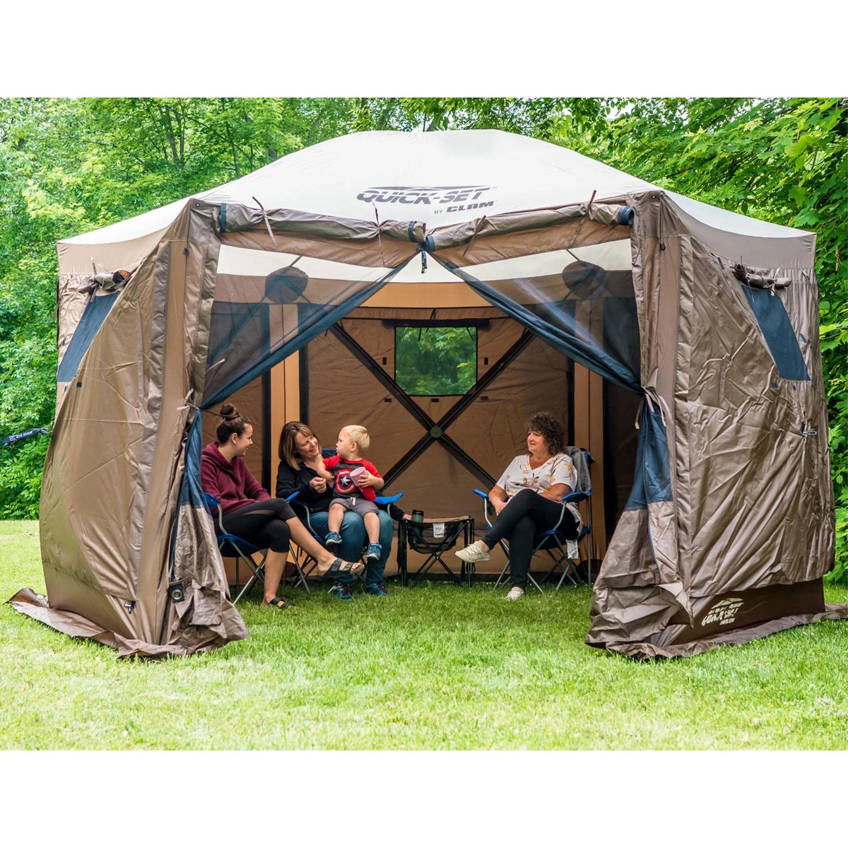 CLAM Quick-Set Pavilion 12.5 x 12.5' Portable Outdoor Canopy Shelter, Green