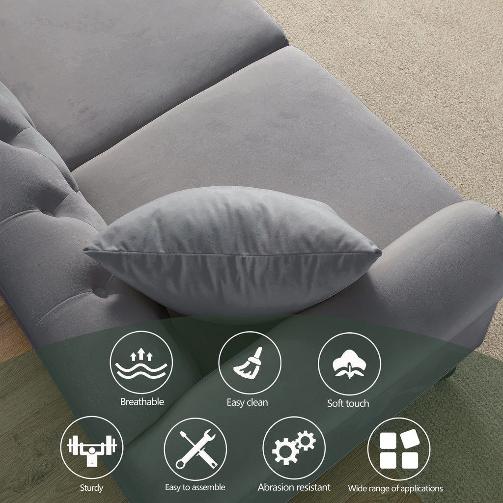 Chesterfield Upholstered Velvet Sofa, 3 Seater Button Tufted Couch with Nailhead Arms for Living Room Bedroom Office Apartment