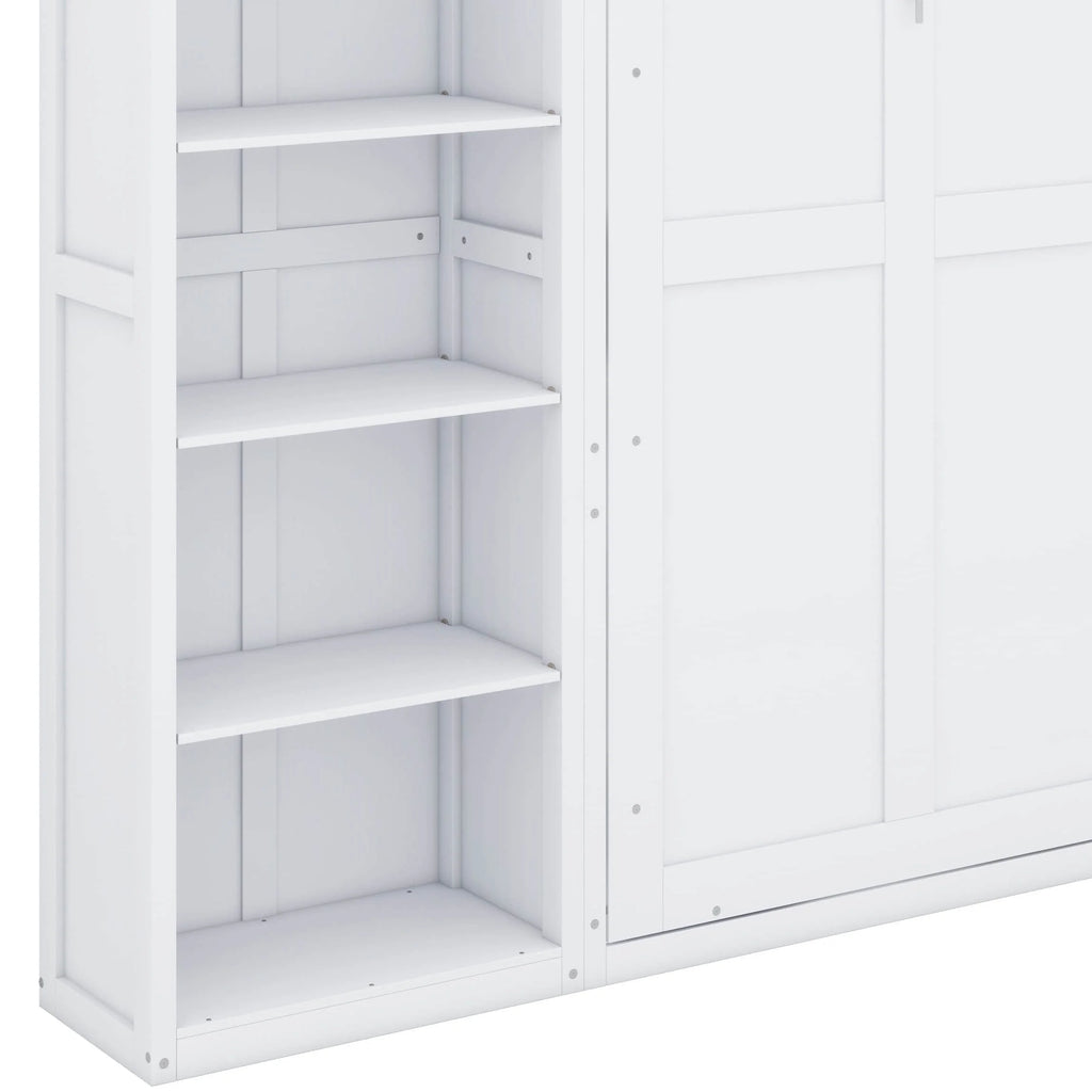 YunNianYang Queen Size Gray Murphy Bed Wall Bed with Shelves