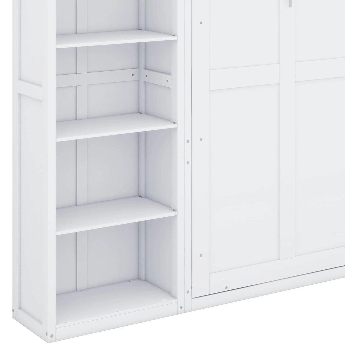 YunNianYang Queen Size Gray Murphy Bed Wall Bed with Shelves