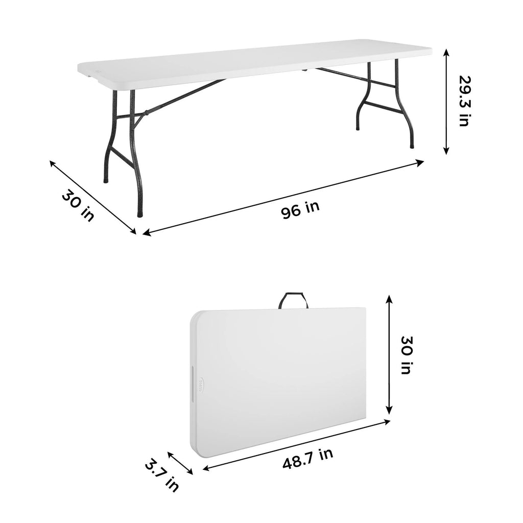 Cosco 8 Foot Centerfold Folding Table, White
