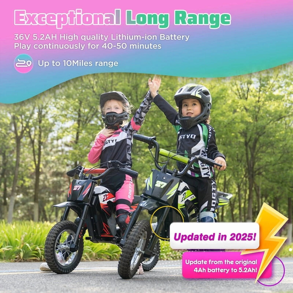RCB Electric Dirt Bike,36V&300W&10Miles,3 Speed Modes Motocross for Kids Ages 3-12 Red