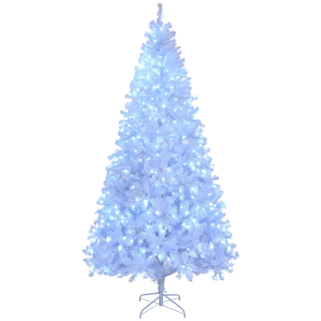 Ktaxon 9 FT Pre-Lit Christmas Tree, Hinged Xmas Pine Tree with 2000 Branch Tips, 650 Lights and Remote Control for Holiday Party Office Home, White