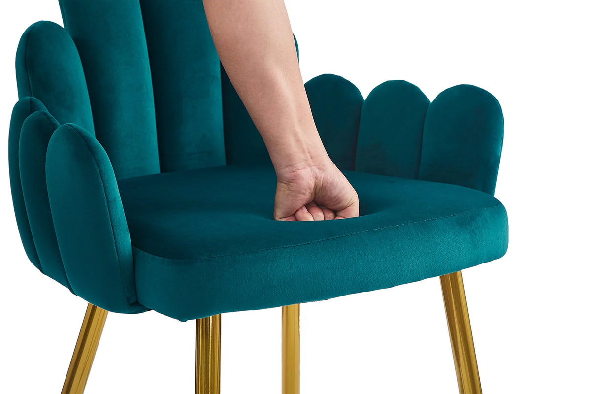 Guyou 26" Height Bar Stool Set of 2, Upholstered Velvet Counter Height Bar Stools with Finger Shaped Backrest and Metal Legs for Kitchen Island Bar Restaurant, Teal