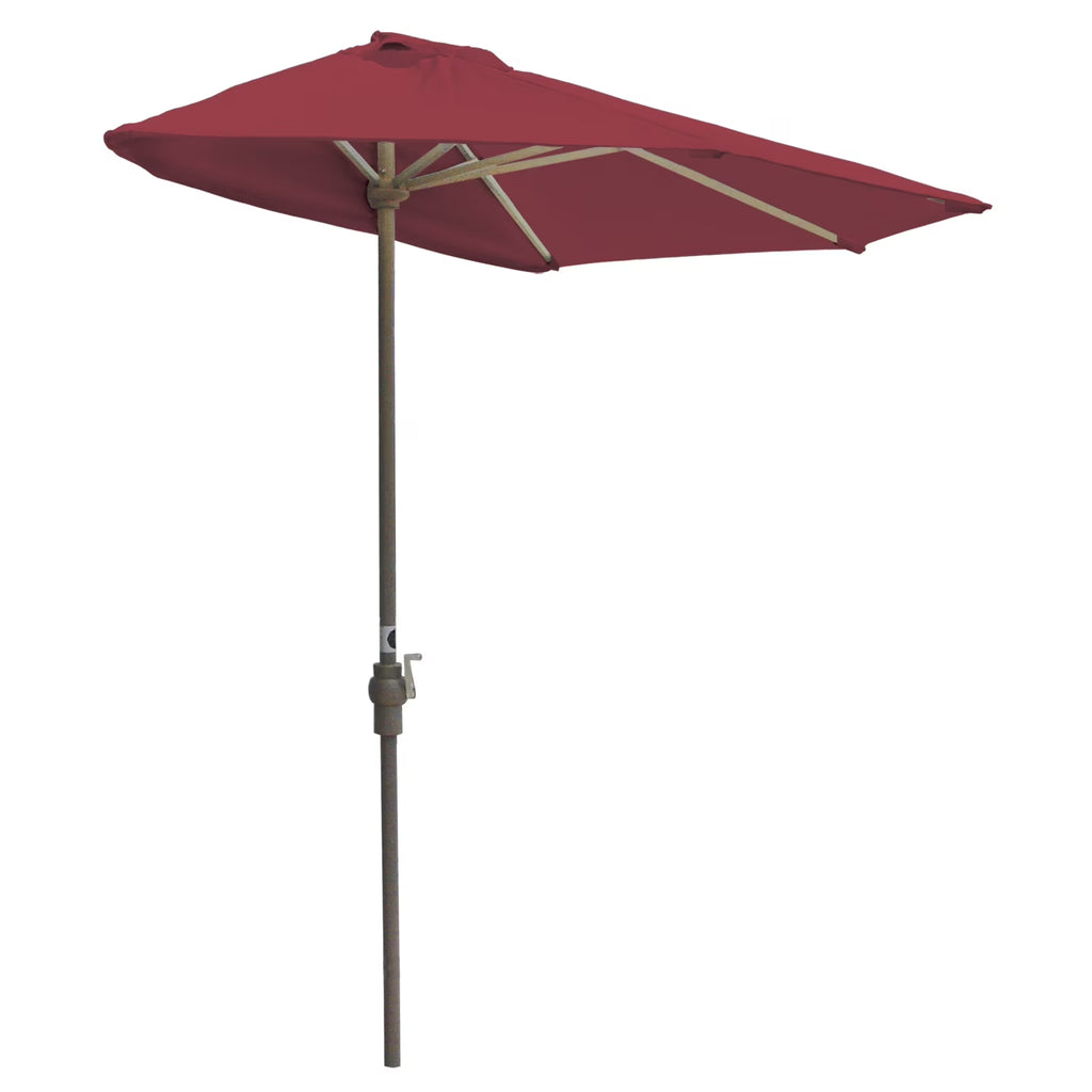 OFF-THE-WALL BRELLA Sunbrella Half Umbrella, 9'-Width, Teak Canopy