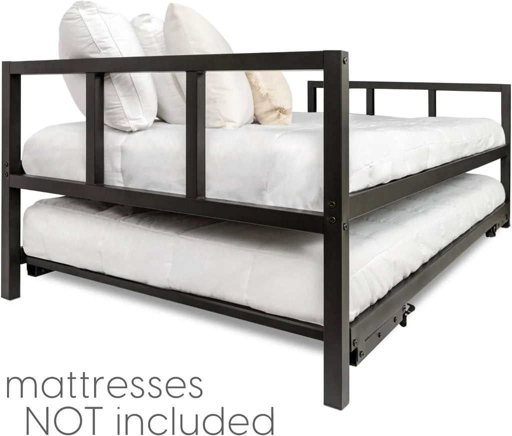 Milliard Twin Daybed and Fold-up Trundle Set, Frame - Mattresses Sold Separately (Black)