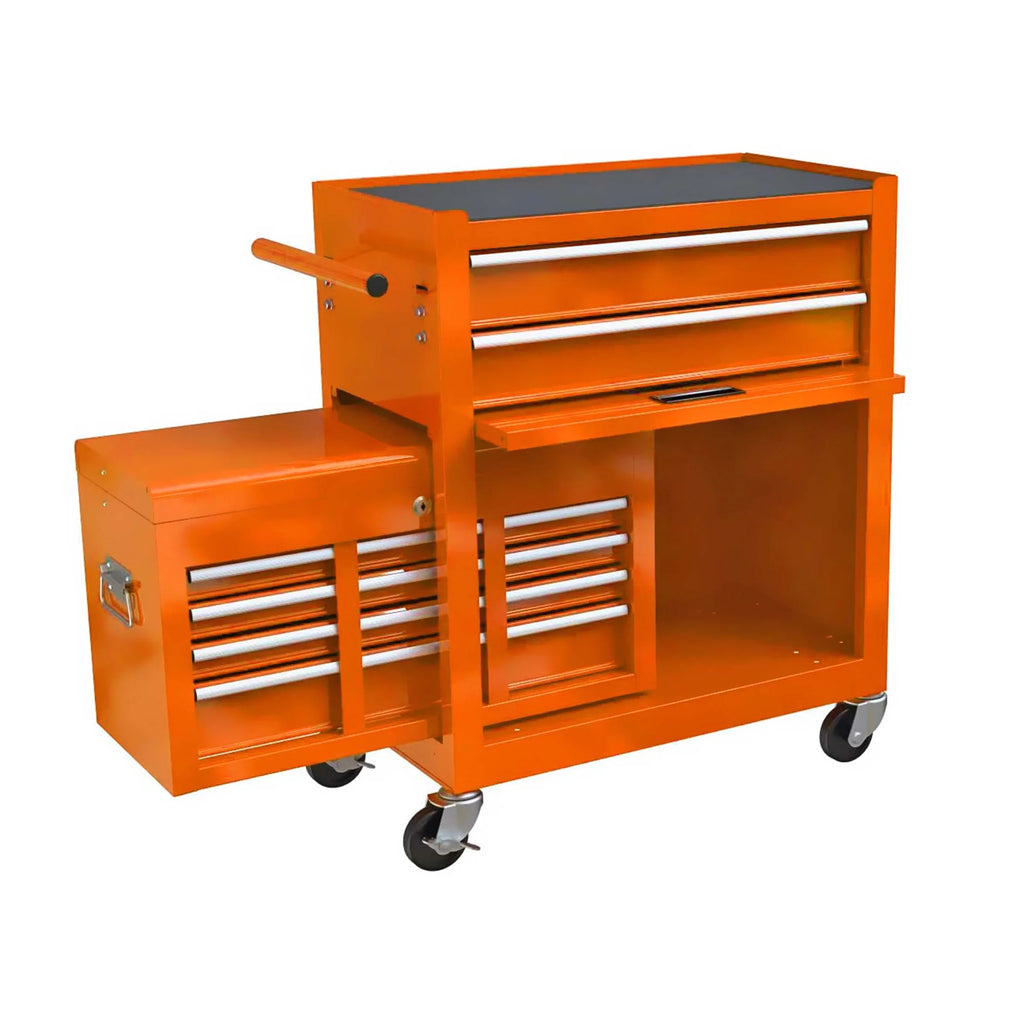 Aukfa Tool Chest, 2 in 1 Steel Rolling Tool Box & Cabinet On Wheels for Garage, 8-Drawer, Orange