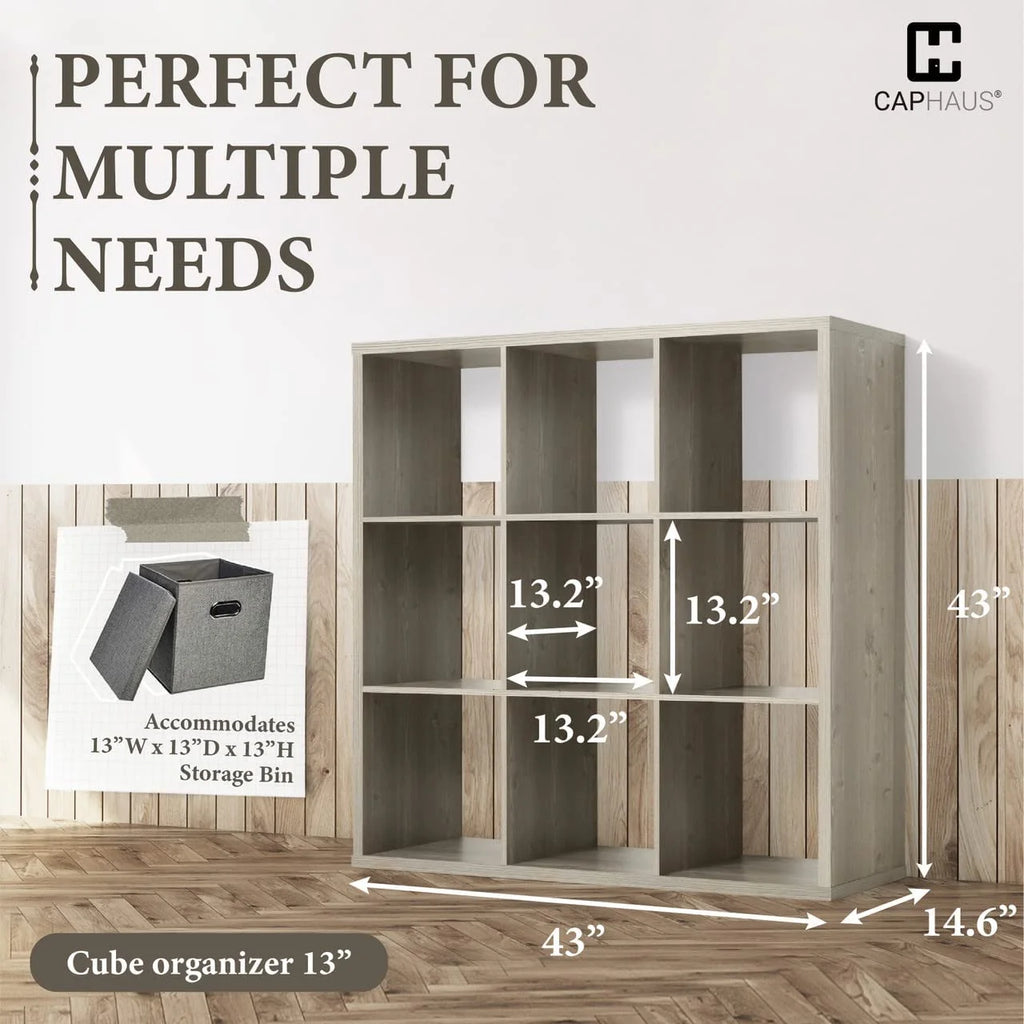 CAPHAUS Sturdy Room 13-Inch Cube Storage Organizer Shelf, with Extra Thick Exterior Edge, Open Storage Shelf Divider, Bookcase, 8-Cube, White