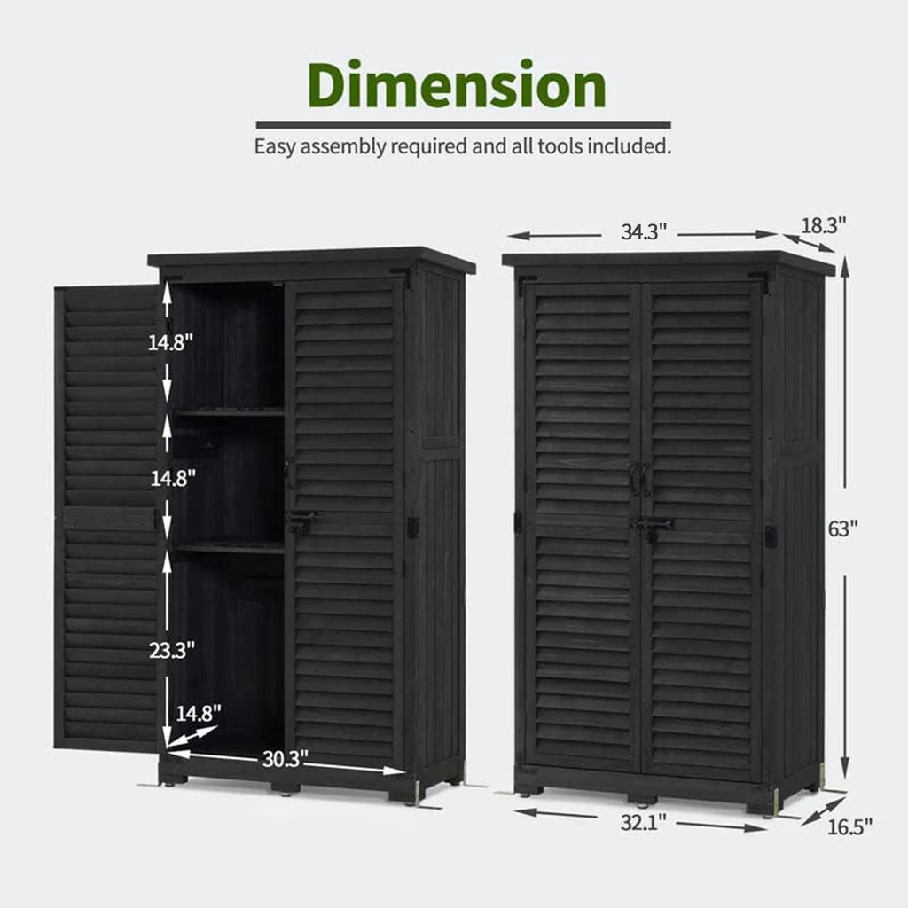 MCombo Tall Garden 1.52 x 2.85 ft. Wood Storage Shed, Brown