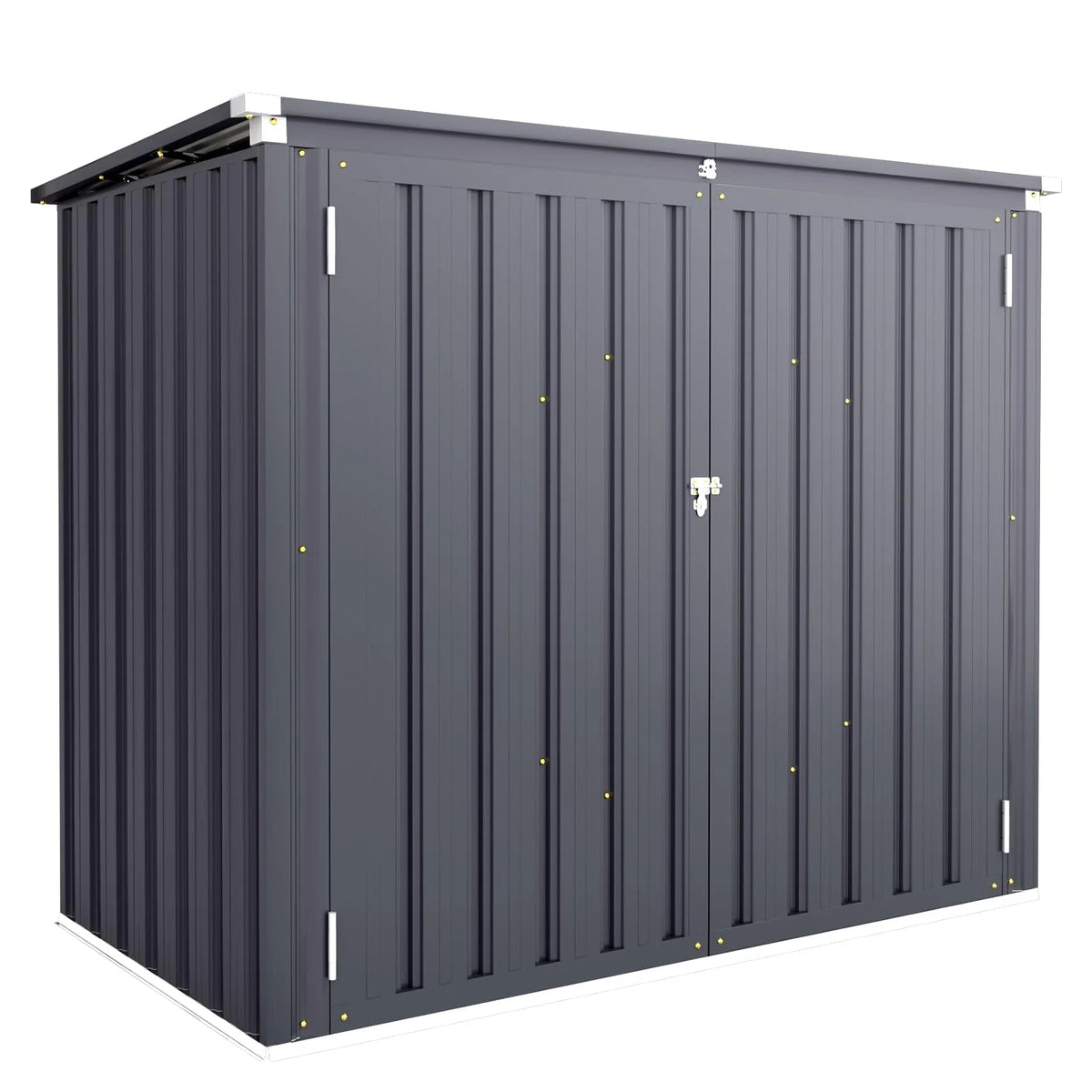 AECOJOY 46 Cu ft. Outdoor Horizontal Storage Shed Wastebasket Enclosure Container Metal Garbarge Shed in White