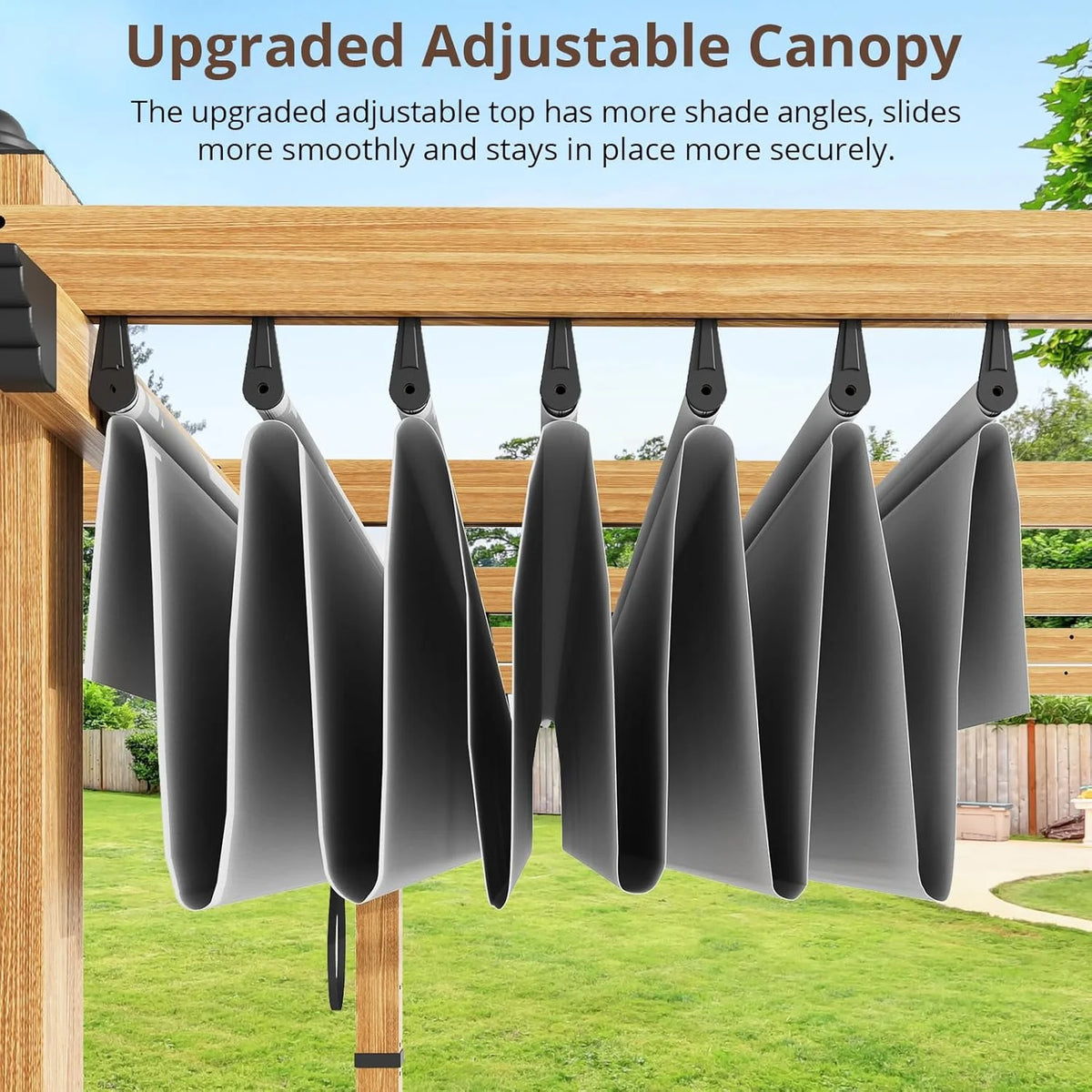 Outdoor Aluminum Pergola with Retractable Canopy, Reinforced 4-Sided Base, Waterproof & UV-Resistant Adjustable Roof, Modern Design for Patio, Deck, Backyard, and Garden