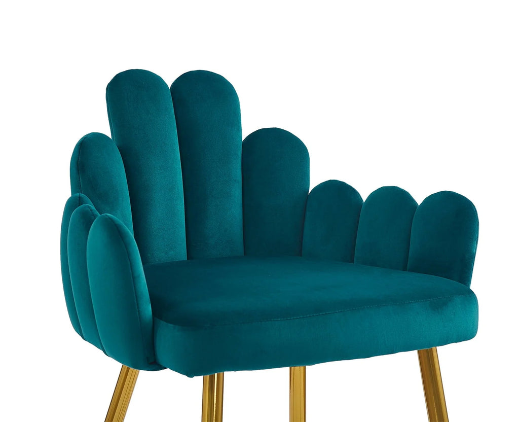 Guyou 26" Height Bar Stool Set of 2, Upholstered Velvet Counter Height Bar Stools with Finger Shaped Backrest and Metal Legs for Kitchen Island Bar Restaurant, Teal