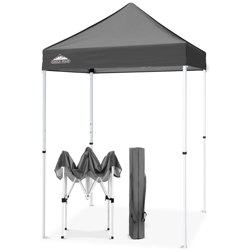 EAGLE PEAK 5x5 Pop Up Canopy Tent Instant Outdoor Canopy Easy Set-up Straight Leg Folding Shelter（Blue）