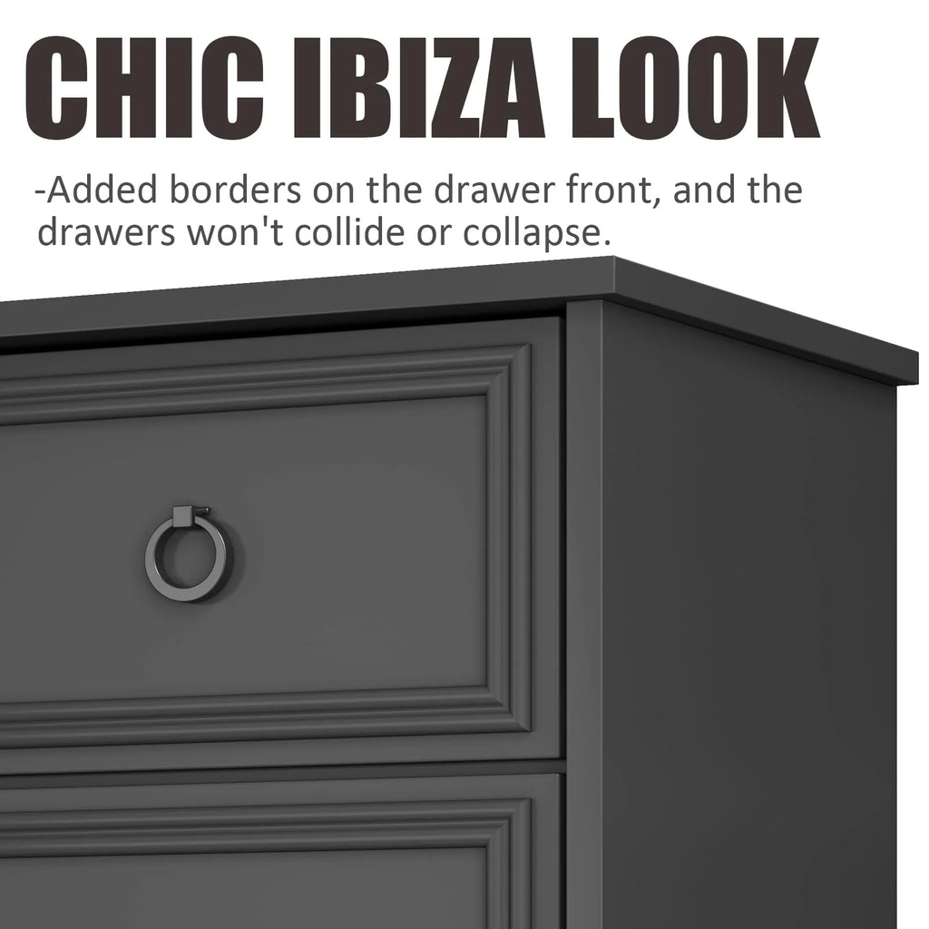 LGHM 4 Drawer Dresser, Modern Wood Chest Dresser for Bedroom Livingroom Gray