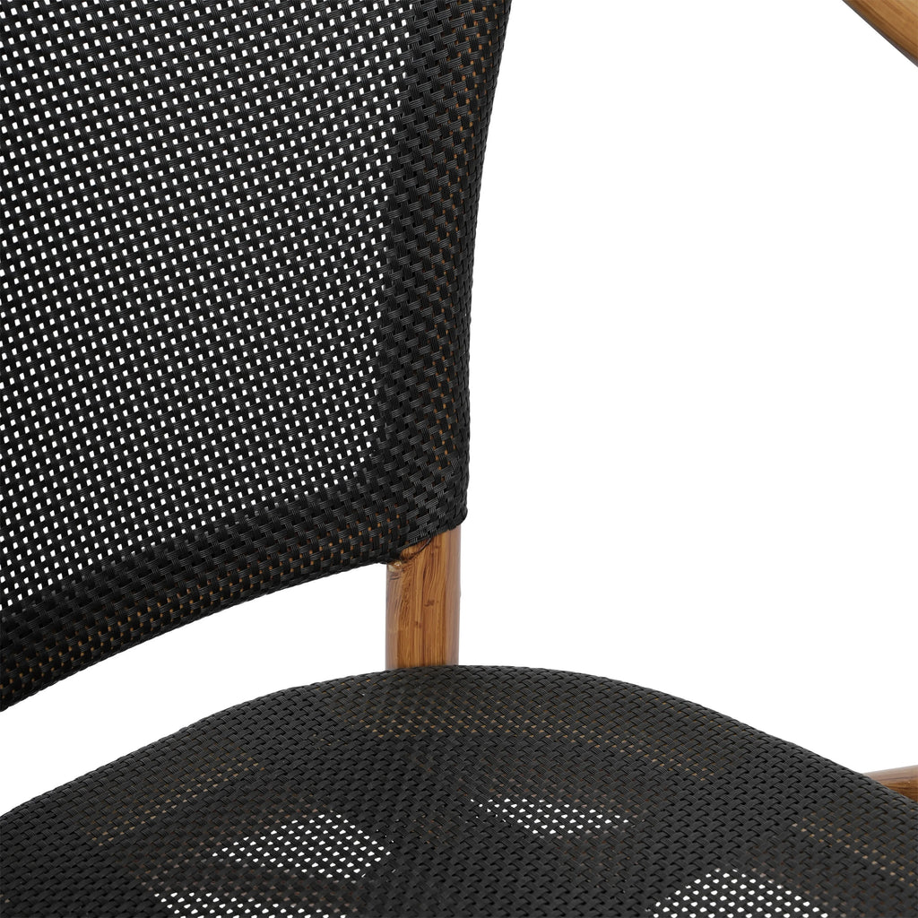 Flash Furniture Marseille Indoor/Outdoor French Bistro Stacking Chair with Arms Black/Natural