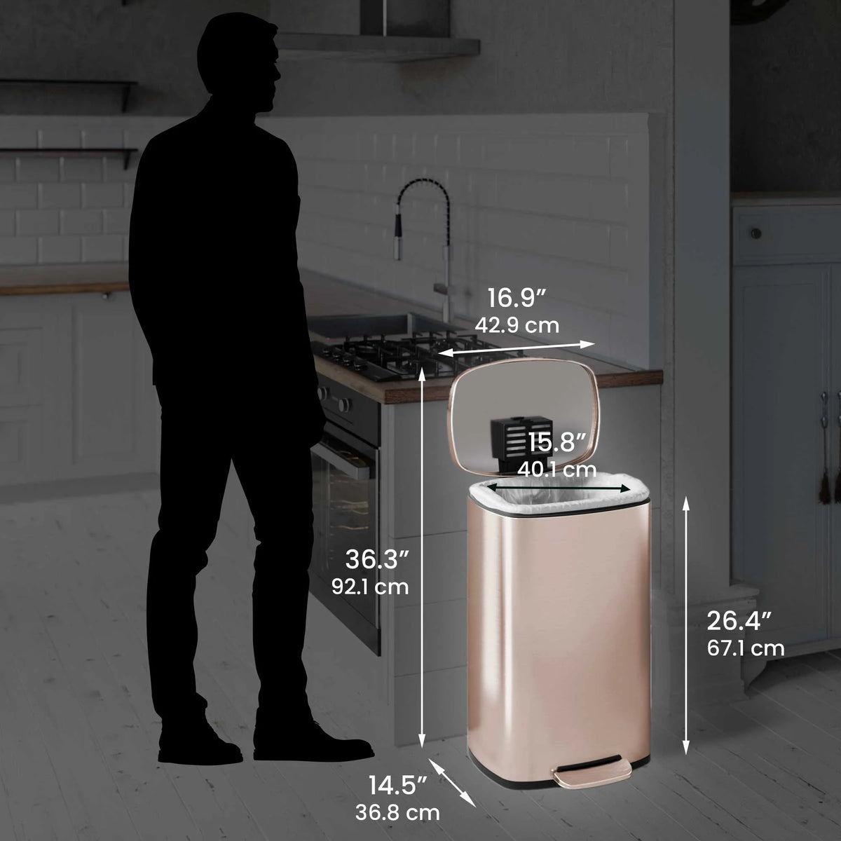 iTouchless SoftStep Stainless Steel Indoor Step Trash Can with Lid 13.2 Gallon Silver (PC13RSS)