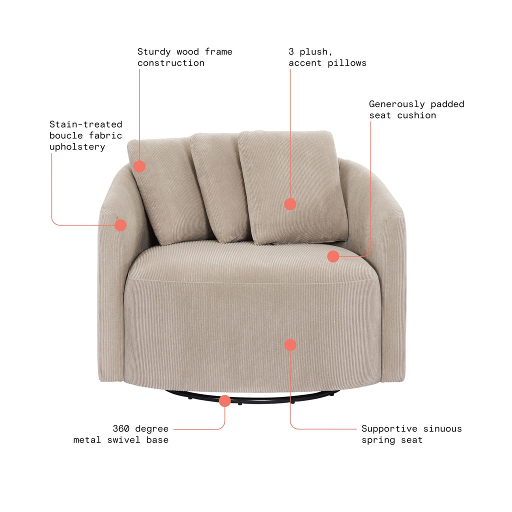 Beautiful Drew Accent Chair by Drew Barrymore, Cream Boucle