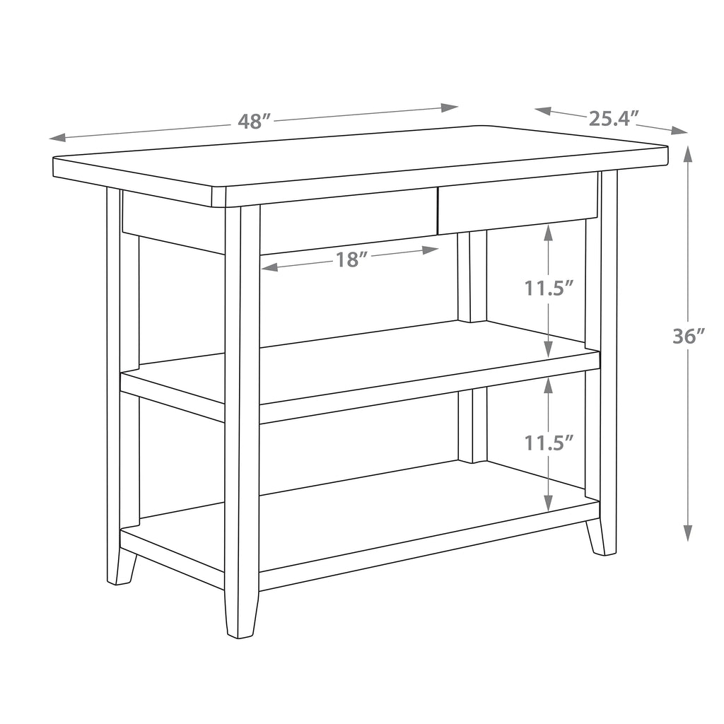 Better Homes & Gardens Reading Wood Kitchen Island with 2 Shelves and Drawers, Walnut Color