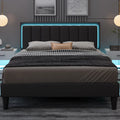 4 EVER WINNER Queen LED Bed Frame, Upholstered Bed Frame with LED Light Headboard, Black