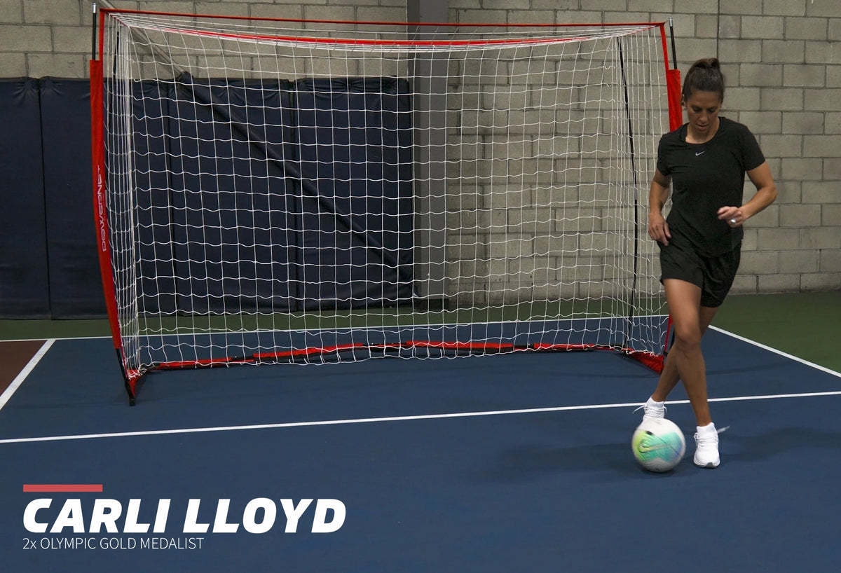 PowerNet 8x4 Ft Soccer Goal Portable Bow Style Net and Large Ball Carry Bag Bundle | Quick Setup Ultra Portable | Full Size Framed Soccer Goal | Perfect for Teams and Coaches