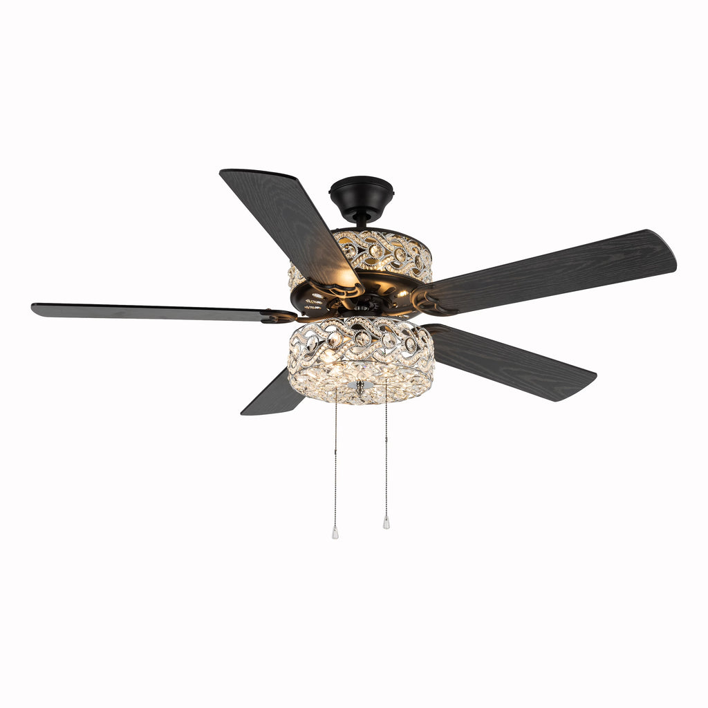River of Goods 52" 5 Blade Luxe Enlaced Crystal LED Ceiling Fan with Light