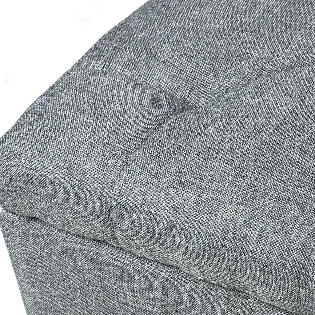 Magshion Rectangular Storage Ottoman Bench Tufted Footrest Lift Top Pouffe Ottoman, Coffee Table, Seat, Foot Rest, and more 42'', Linen Grey