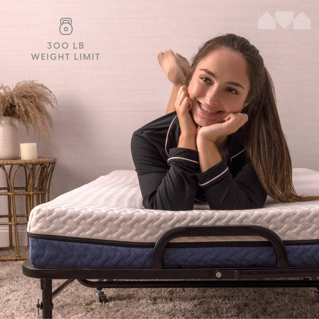 Milliard Diplomat Adjustable Size Modern Folding Bed with Memory Foam Mattress