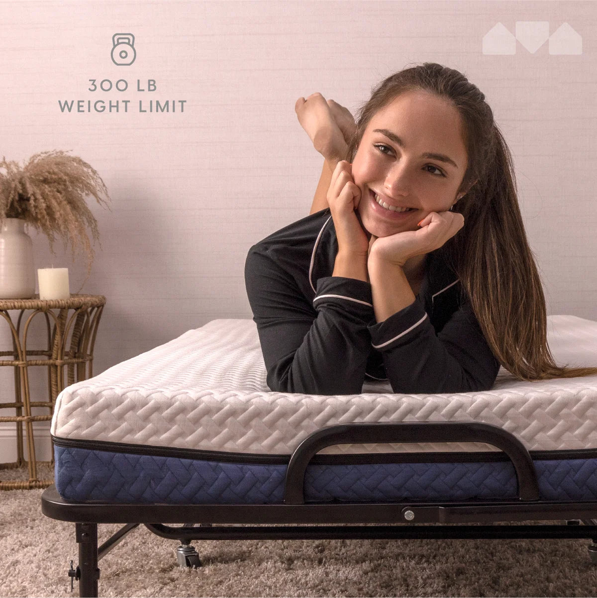 Milliard Diplomat Adjustable Size Modern Folding Bed with Memory Foam Mattress