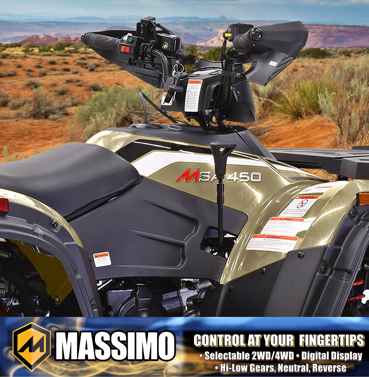 Massimo MSA450F Adult ATV Quad 352cc 25 HP 4 Stroke 4-Wheeler - Sand