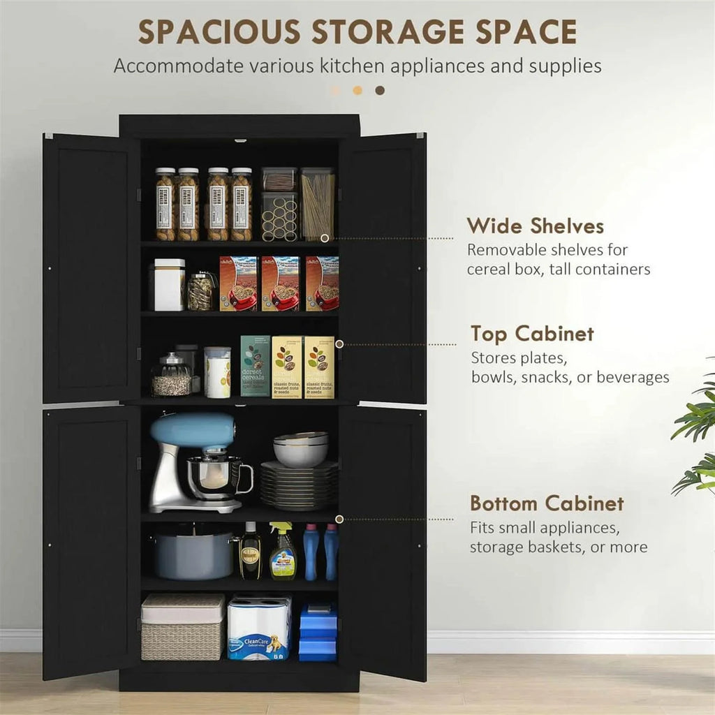 Demi Bonn 72" Large Kitchen Cabinet, Pantry Storage with Doors & Shelves, Freestanding Food Pantry Cabinet, Space-Saving Storage Solution, White