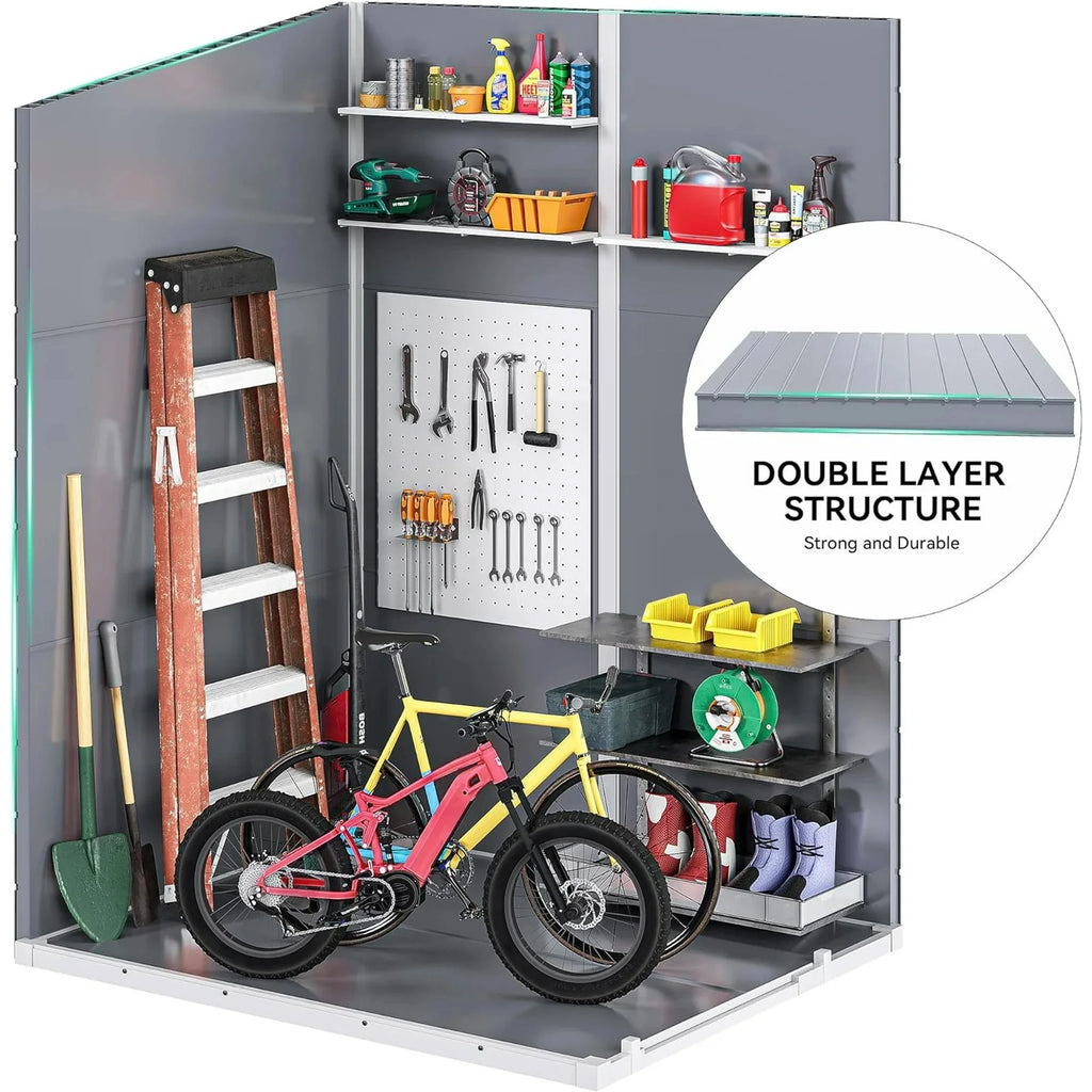 Syngar Outdoor Storage Shed with Lockable Doors, Dark Gray