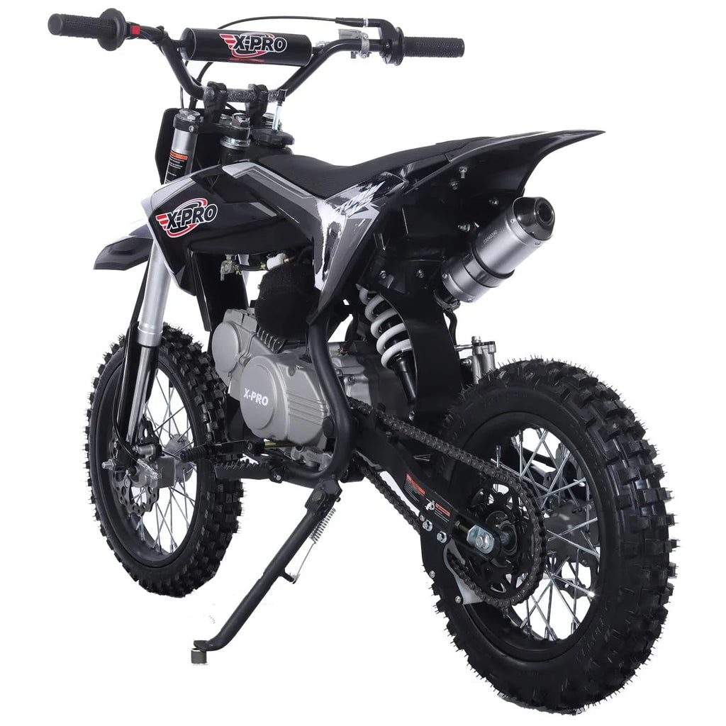 X-Pro Brand New Storm 125cc Dirt Bike with 4-Speed Semi-Auto Transmission, Kick Start, Big 14"/12" Tires!