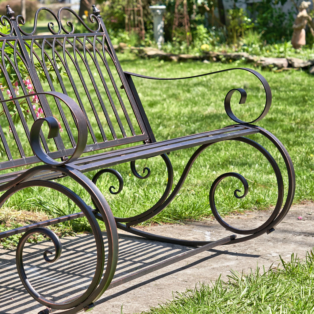 Outdoor Metal Rocking Arm Chair/Bench (Bench, Bronze)