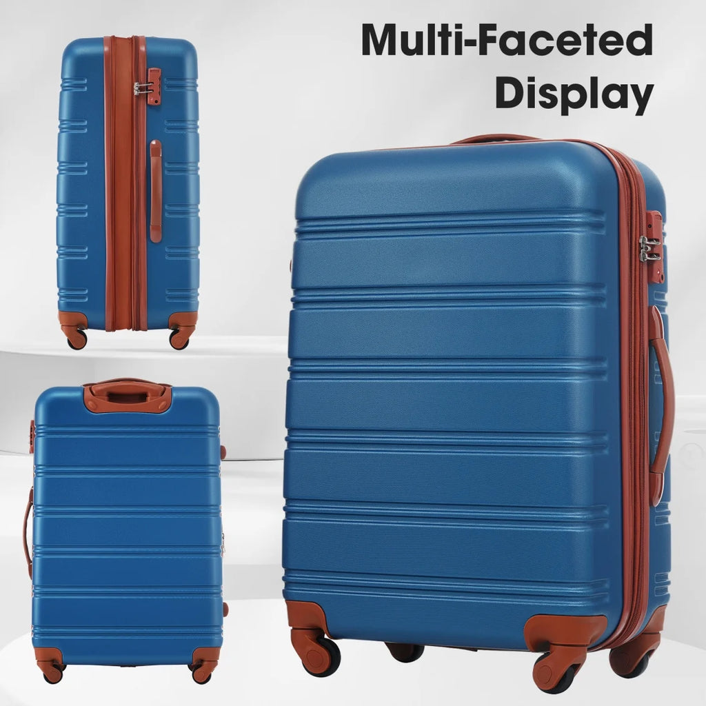 3 Piece ABS Luggage Set, Luggage with Spinner Wheel & TSA  20/24/28 inch, Purple